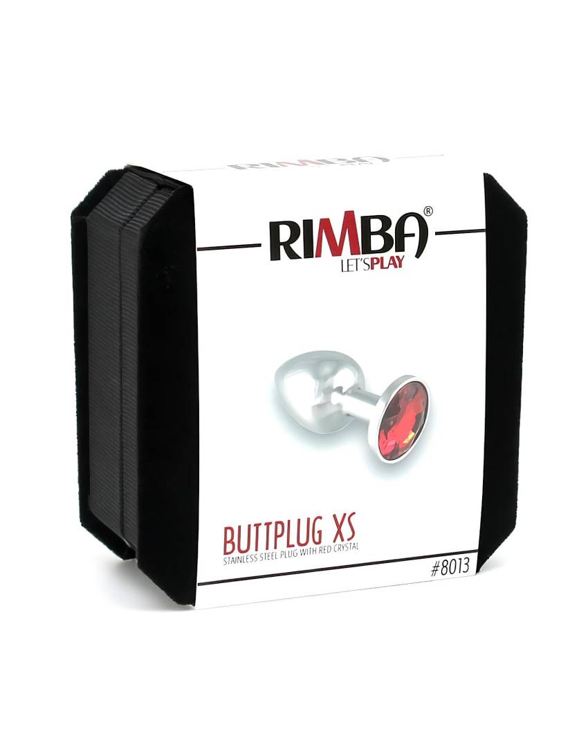 Rimba XS - piros köves, fém anál plug (ezüst) - Image 3