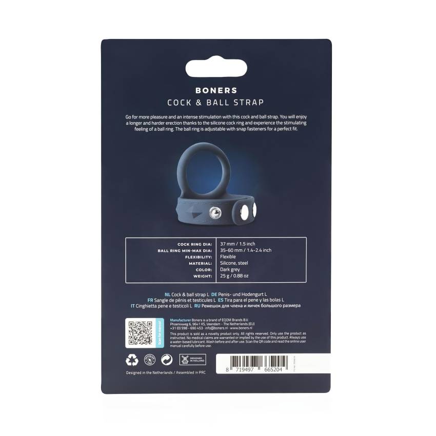 Boners Strap L - péniszgyűrű és heregyűrű egyben (szürke) - Image 8