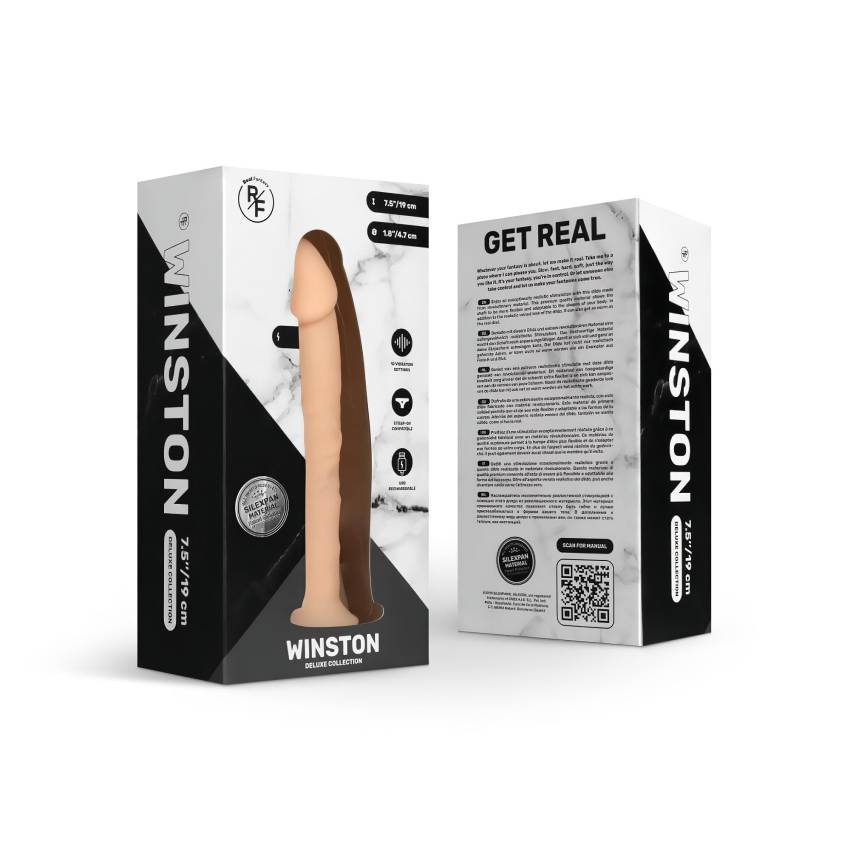 Real Fantasy Winston - tapadókorongos vibrátor - 19cm (natúr) - Image 2