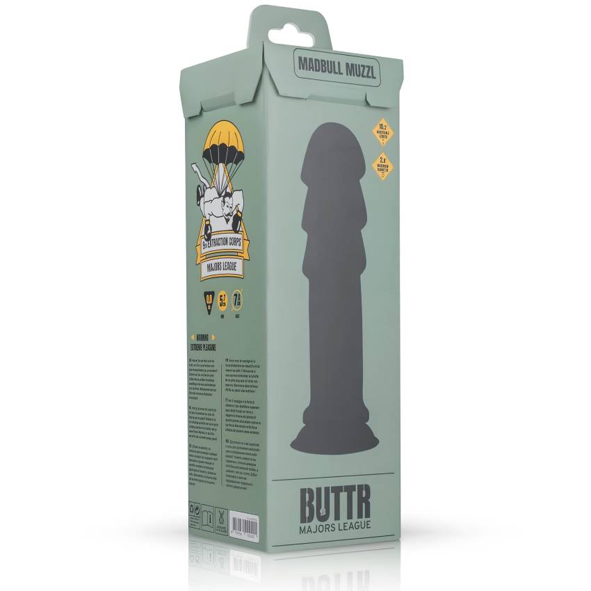 BUTTR Madbull Muzzl - tapadókorongos dildó (fekete) - Image 2