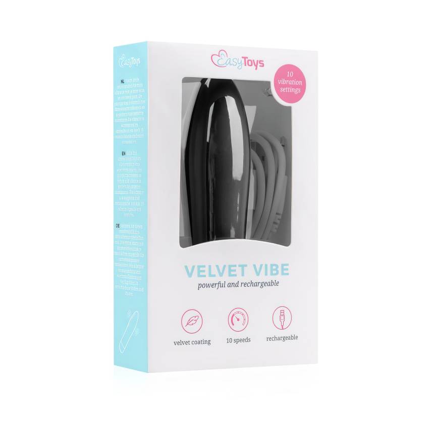 Easytoys Velvet Vibe - akkus rúd vibrátor (fekete) - Image 6