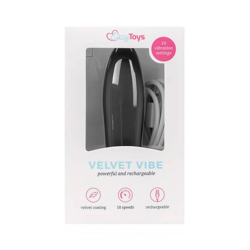 Easytoys Velvet Vibe - akkus rúd vibrátor (fekete) - Image 8