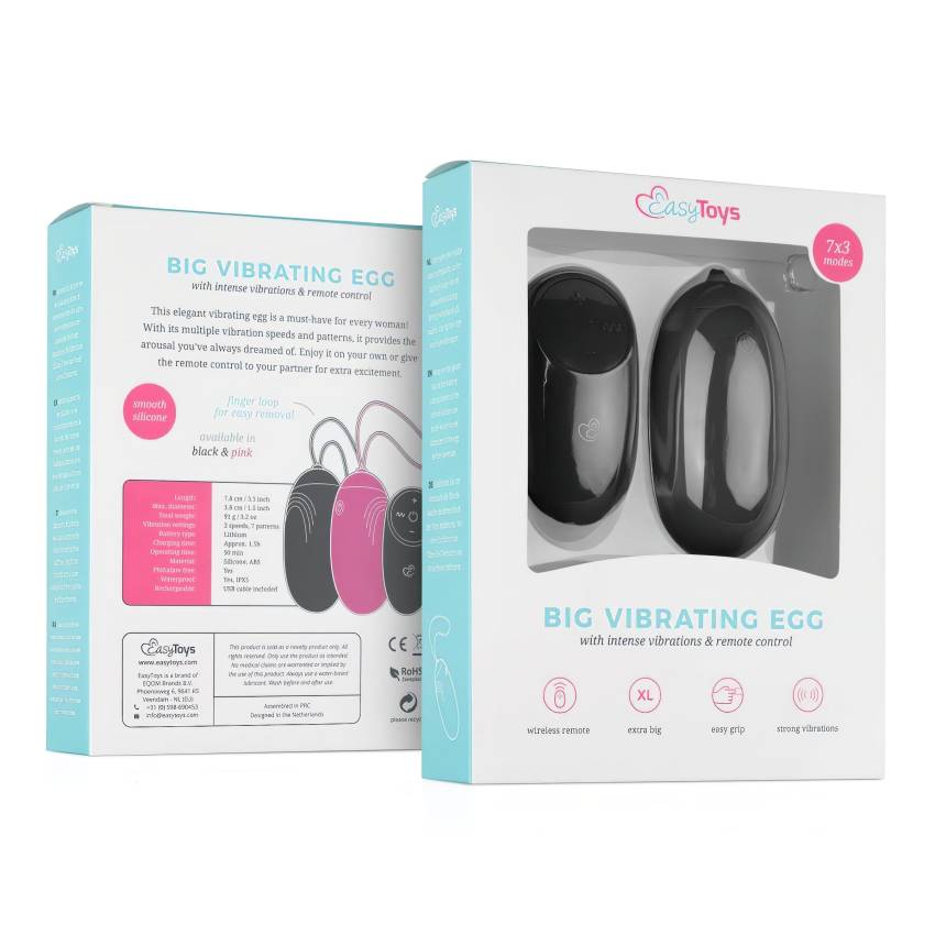 Easytoys - akkus, vízálló, rádiós vibrációs tojás (fekete) - Image 5