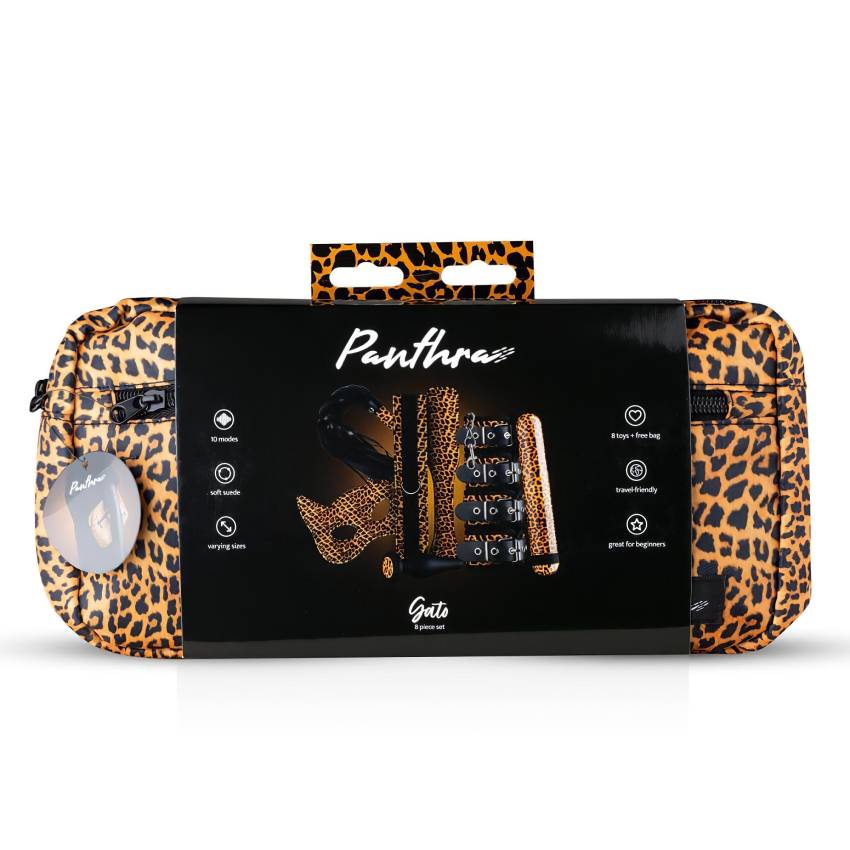 Panthra Gato - vibrátoros kötöző szett (8 részes) - leopárd-fekete - Image 9