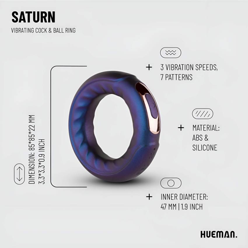 Hueman Saturn - akkus, vízálló vibrációs péniszgyűrű (lila) - Image 4