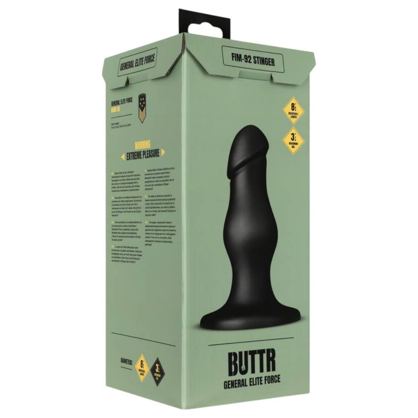 BUTTR FIM-92 - tapadókorongos anál dildó (fekete) - Image 9