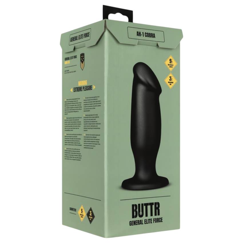 BUTTR AH-1 - tapadókorongos anál dildó (fekete) - Image 7