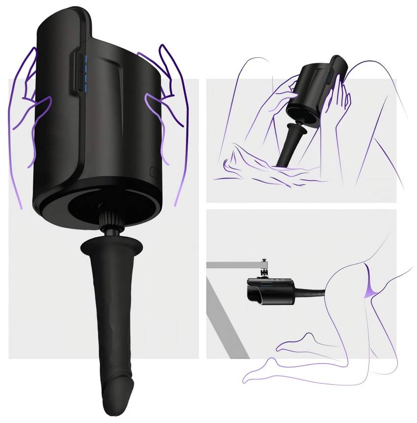 Kiiroo élethű vákuum dildó - 19cm (fekete) - Image 6