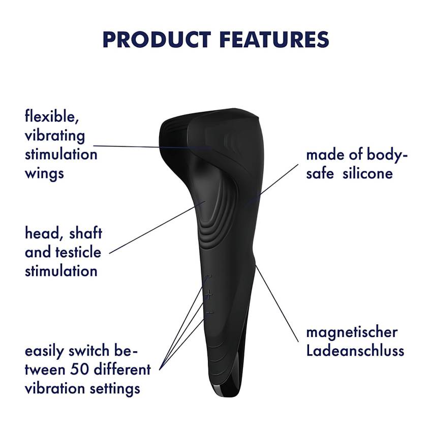 Satisfyer Men Wand - akkus, vízálló makkvibrátor (fekete) - Image 6