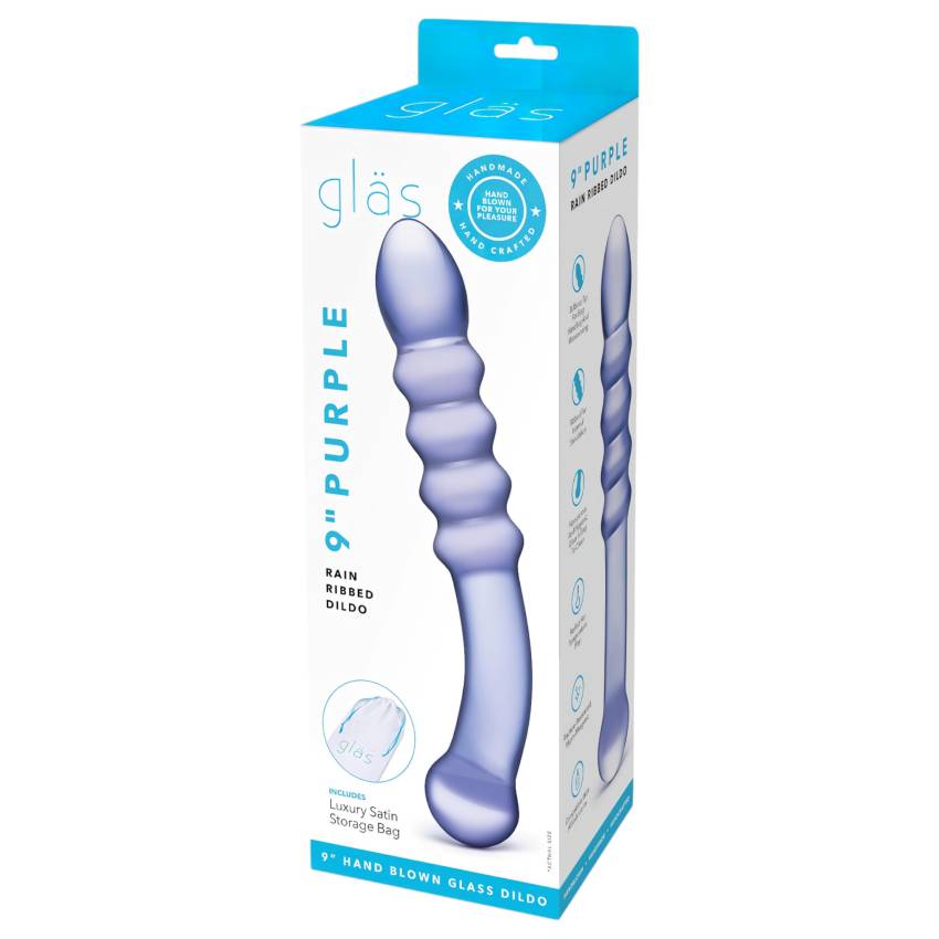 GLAS - kétvégű üveg dildó (átlátszó lila) - Image 2