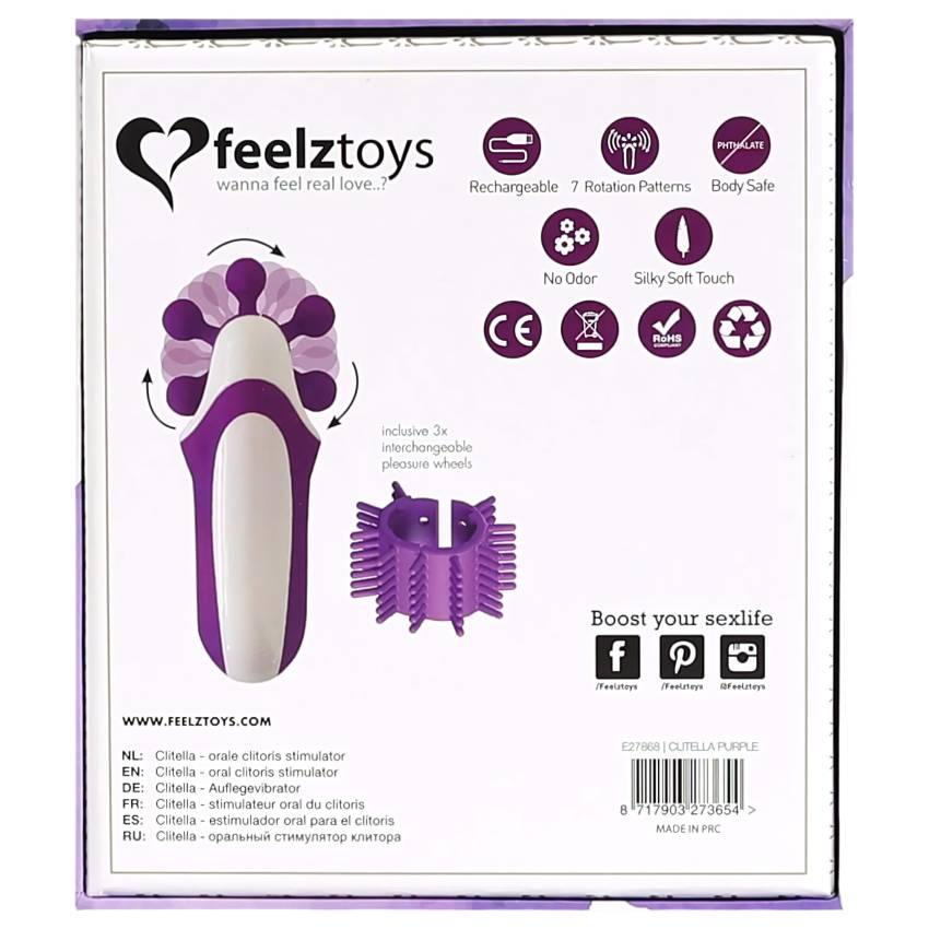 FEELZTOYS Clitella - akkus, forgó, orál vibrátor (lila) - Image 7