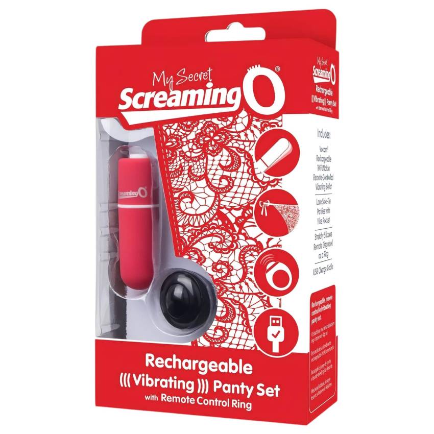 Screaming O Panty Set - vibrációs tanga - piros (S-L) - Image 2