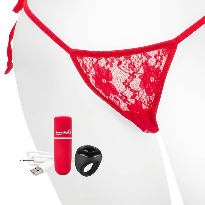 Screaming O Panty Set - vibrációs tanga - piros (S-L) - Image 4