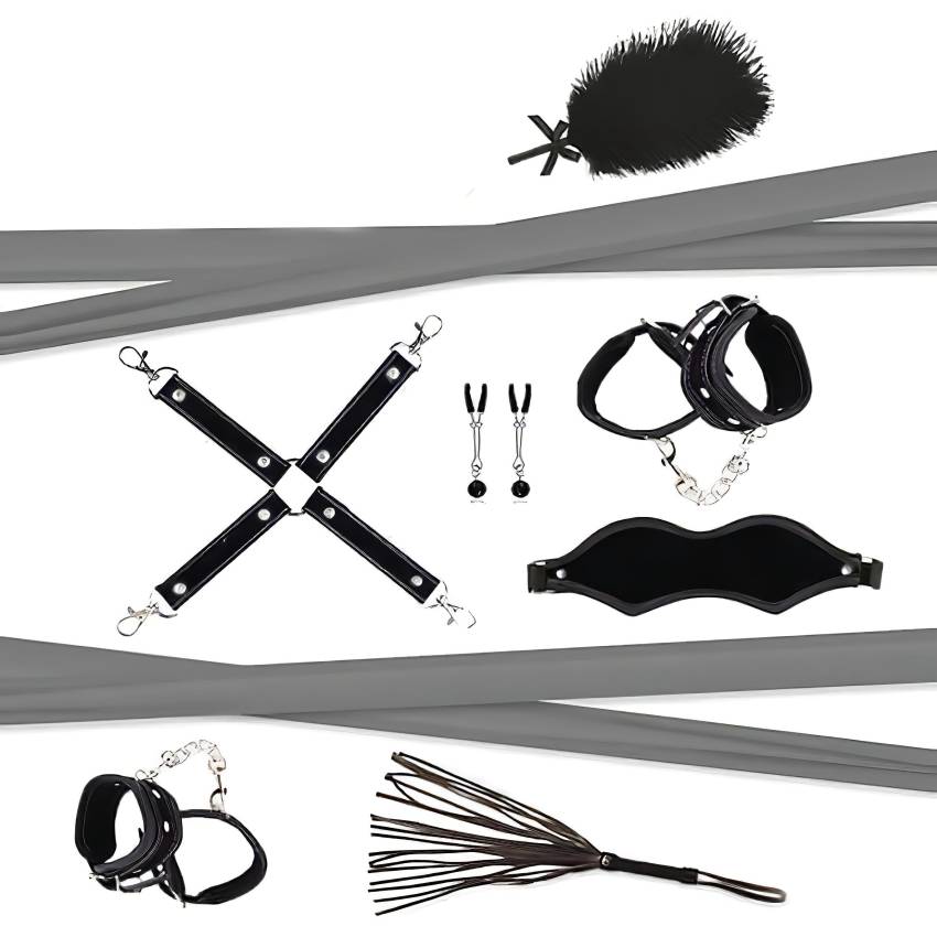 RS Soiree Kinky Me Softly - BDSM kötöző szett - fekete (7 részes) - Image 3