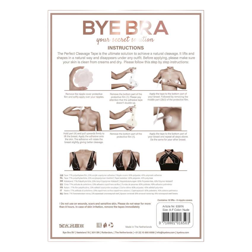 Bye Bra Perfect A-F - láthatatlan mellemelő tapasz - nude (6 pár) - Image 3