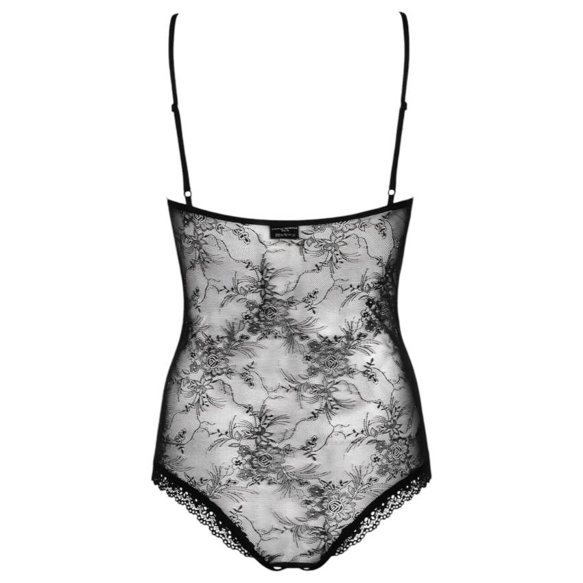 / Obsessive Slevika - elöl fűzős, nyitott csipke body (fekete) - Image 2