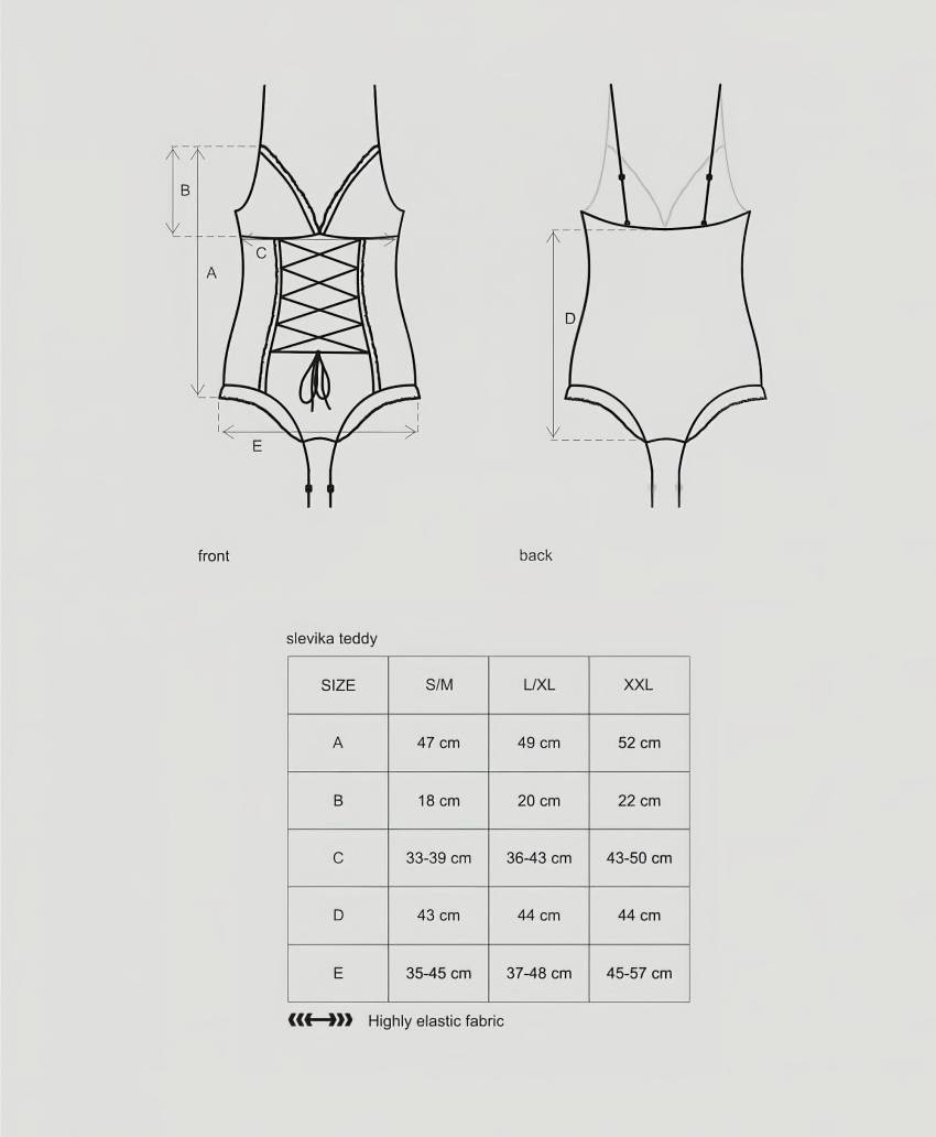 / Obsessive Slevika - elöl fűzős, nyitott csipke body (fekete) - Image 5