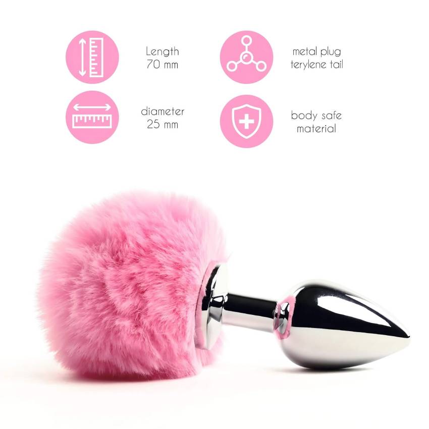 / FEELZTOYS - fém anál plug nyuszifarokkal (ezüst-pink) - Image 2