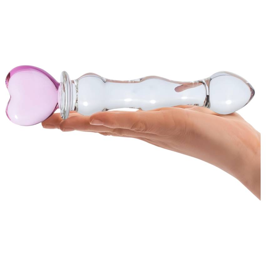 GLAS - szíves üveg dildó (átlátszó) - Image 4