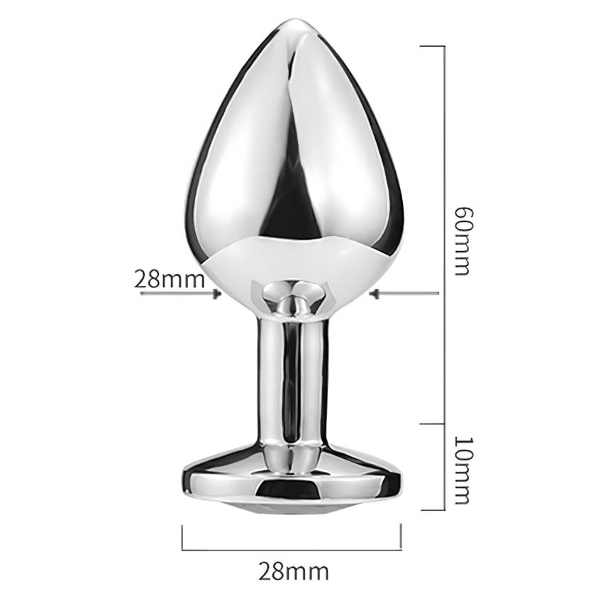 Sunfo - fém anál plug szív alakú sötétlila kővel (ezüst) - Image 3