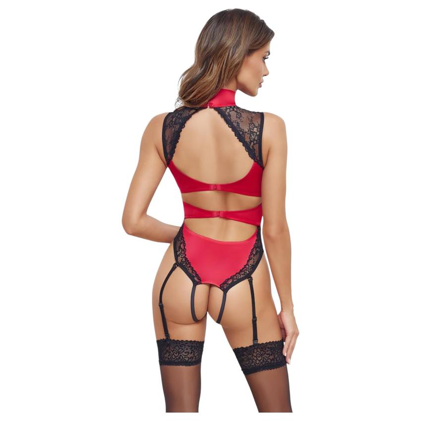 Cottelli - csipkés, nyakpántos body (piros) - Image 3