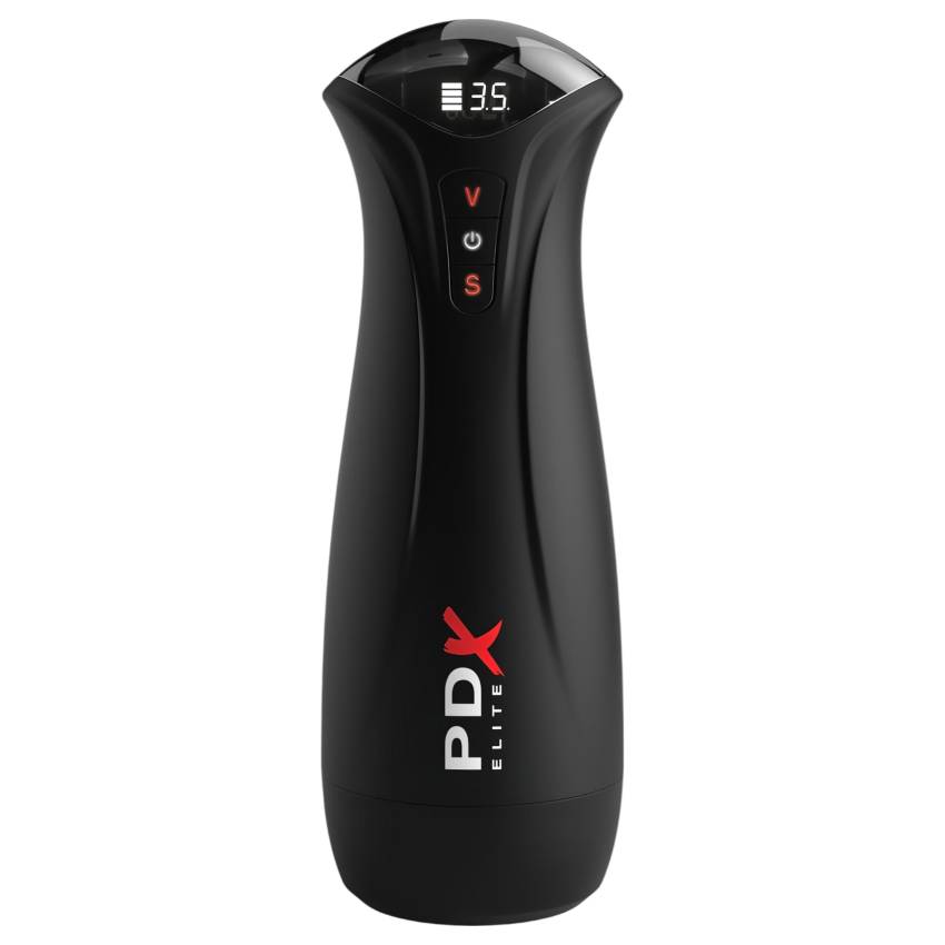 PDX Elite - szívó, rezgő maszturbátor (fekete) - Image 3