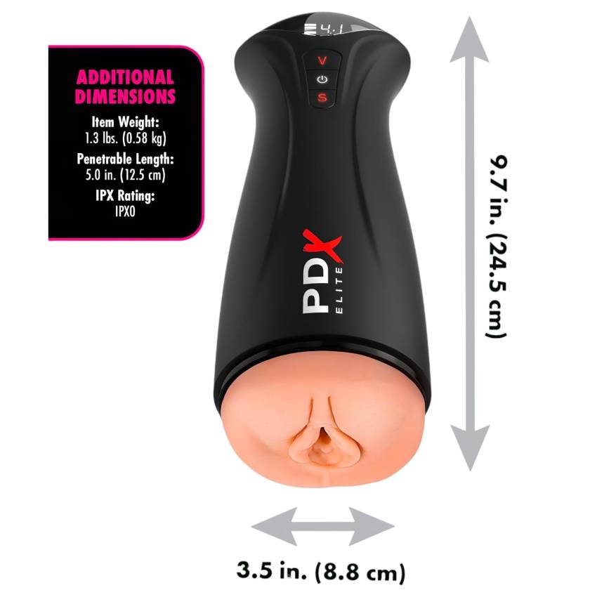 PDX Elite - szívó, rezgő maszturbátor (fekete) - Image 6