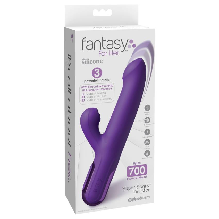 Fantasy For Her - 2in1 lökő vibrátor és csiklóizgató (lila) - Image 2