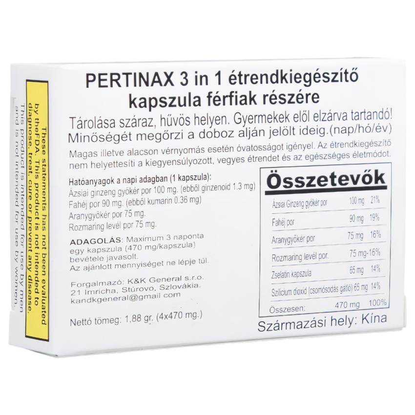Pertinax 3in1 Plus - étrend kiegészítő kapszula férfiaknak (4db) - Image 2