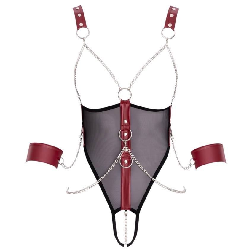 Cottelli Bondage - pántos nyitott body lánccal (fekete) - Image 5