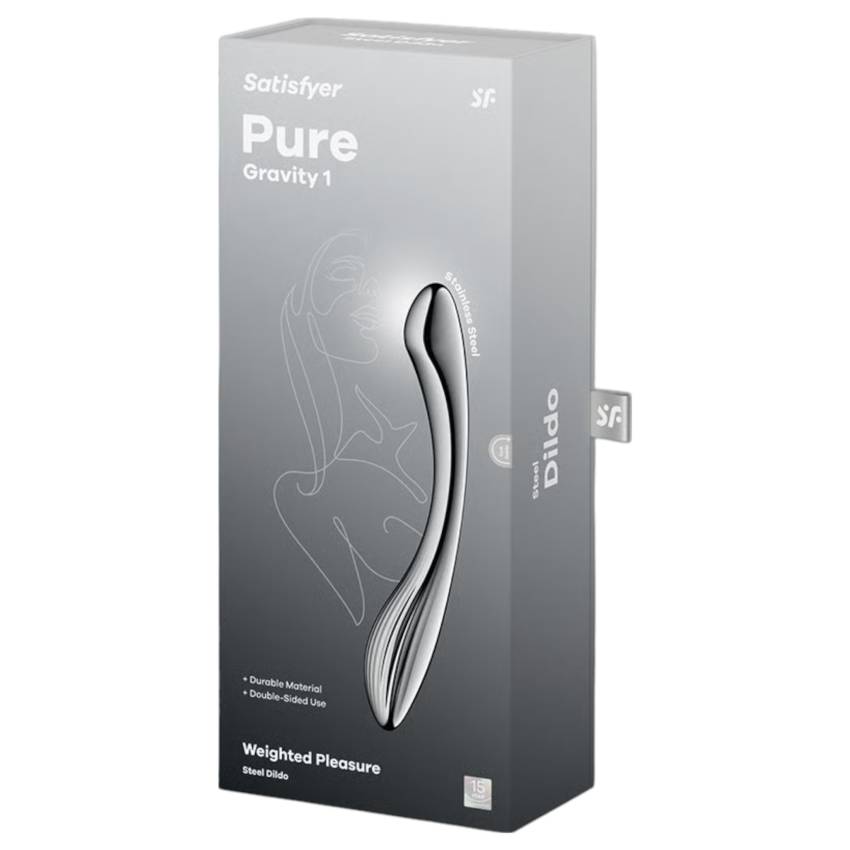 Satisfyer Pure Gravity 1 - bordázott acéldildó (ezüst) - Image 2