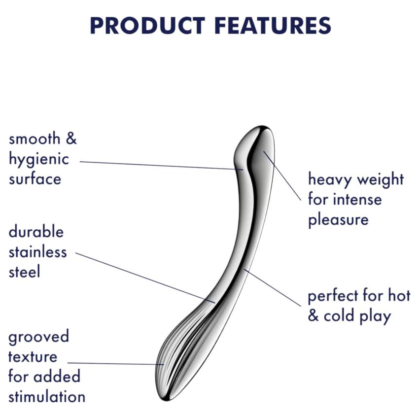 Satisfyer Pure Gravity 1 - bordázott acéldildó (ezüst) - Image 5