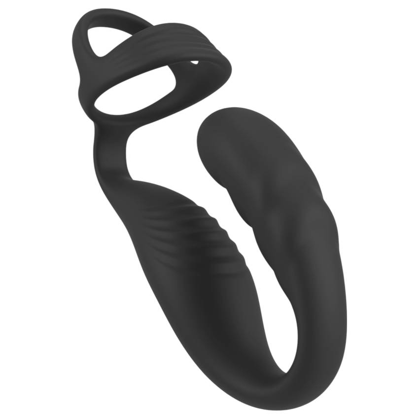 Rebel - prosztata vibrátor pénisz-és heregyűrűvel (fekete) - Image 4