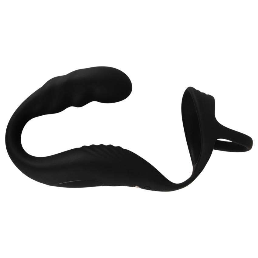 Rebel - prosztata vibrátor pénisz-és heregyűrűvel (fekete) - Image 7
