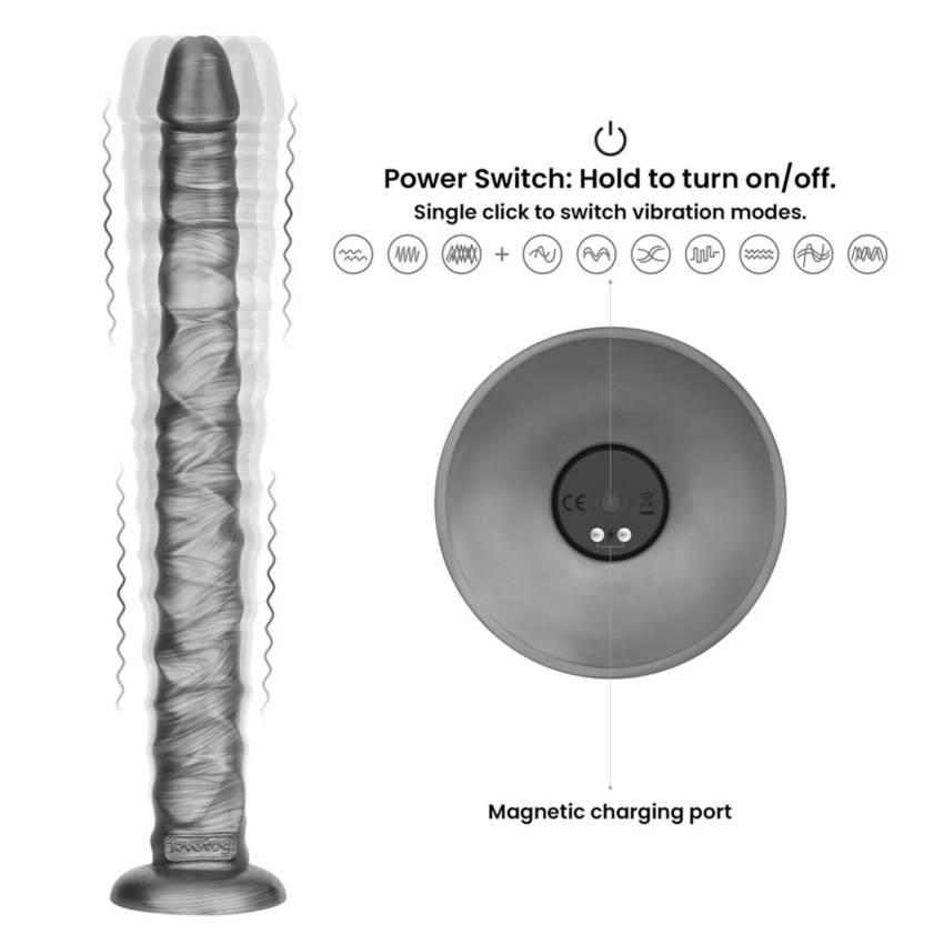 Lovetoy King Sized - extra nagy vibrátor - 40,5 cm (szürke) - Image 6