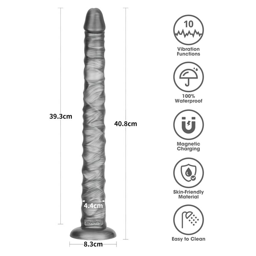 Lovetoy King Sized - extra nagy vibrátor - 40,5 cm (szürke) - Image 7