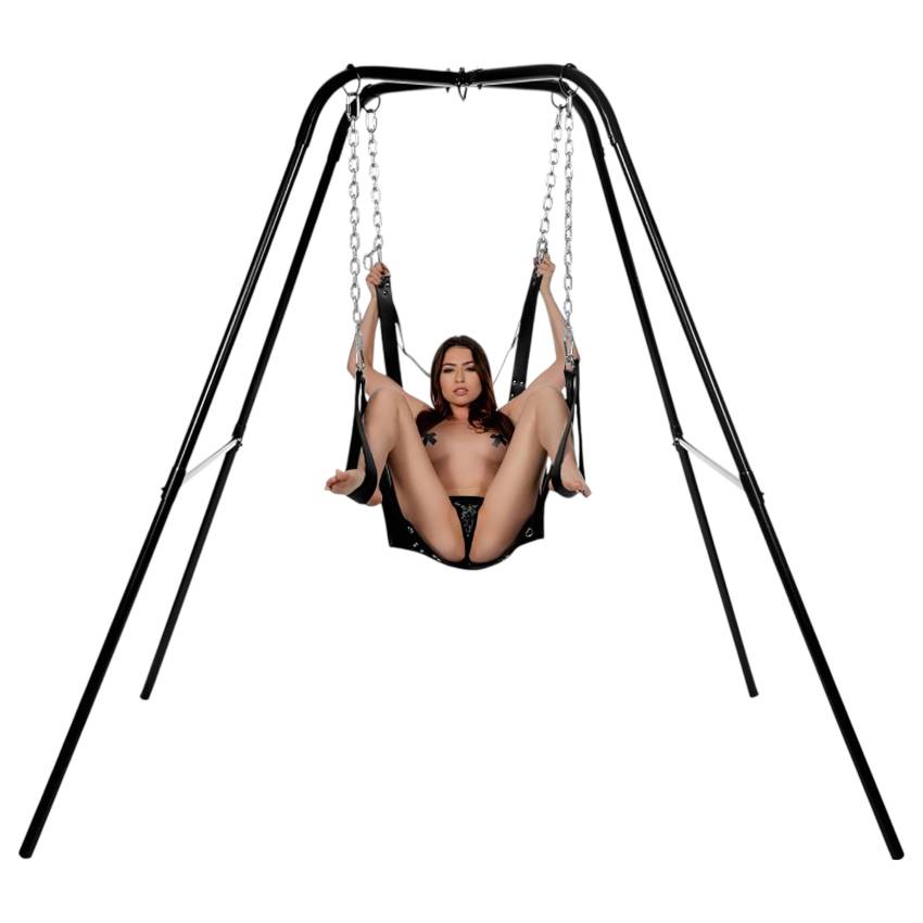 XR Brands - Sex sling állvánnyal (fekete) - Image 5