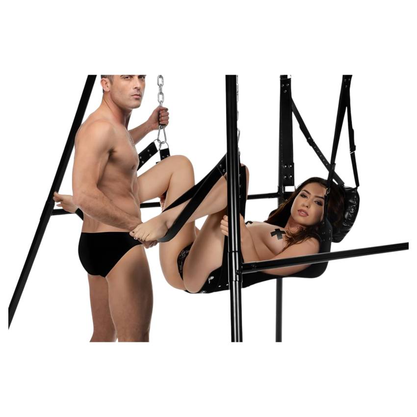 XR Brands - Sex sling állvánnyal (fekete) - Image 7