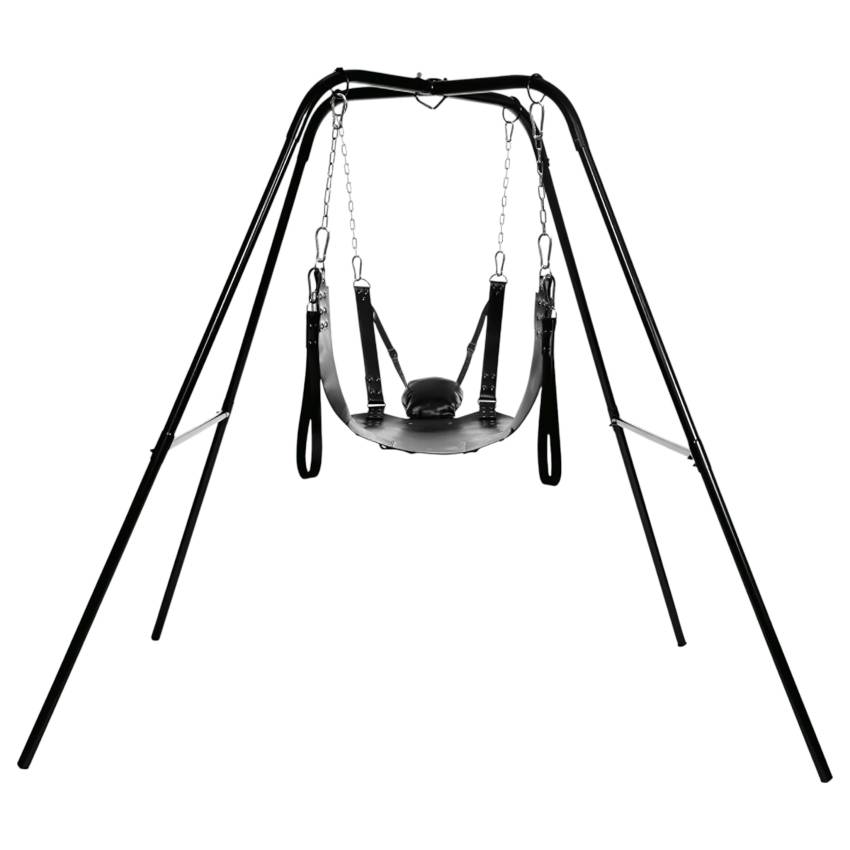 XR Brands - Sex sling állvánnyal (fekete)