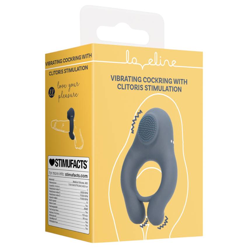 Loveline - vibrációs péniszgyűrű csiklóstimulálóval (szürke) - Image 2
