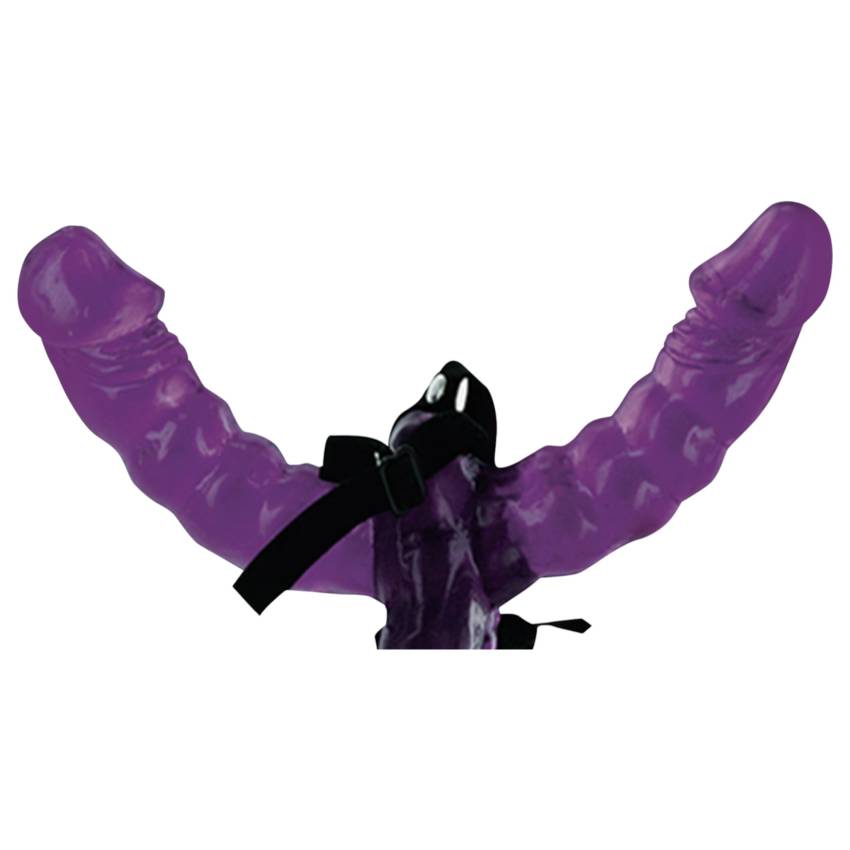 Fetish - felcsatolható dupla dildó hámmal (fekete) - Image 2