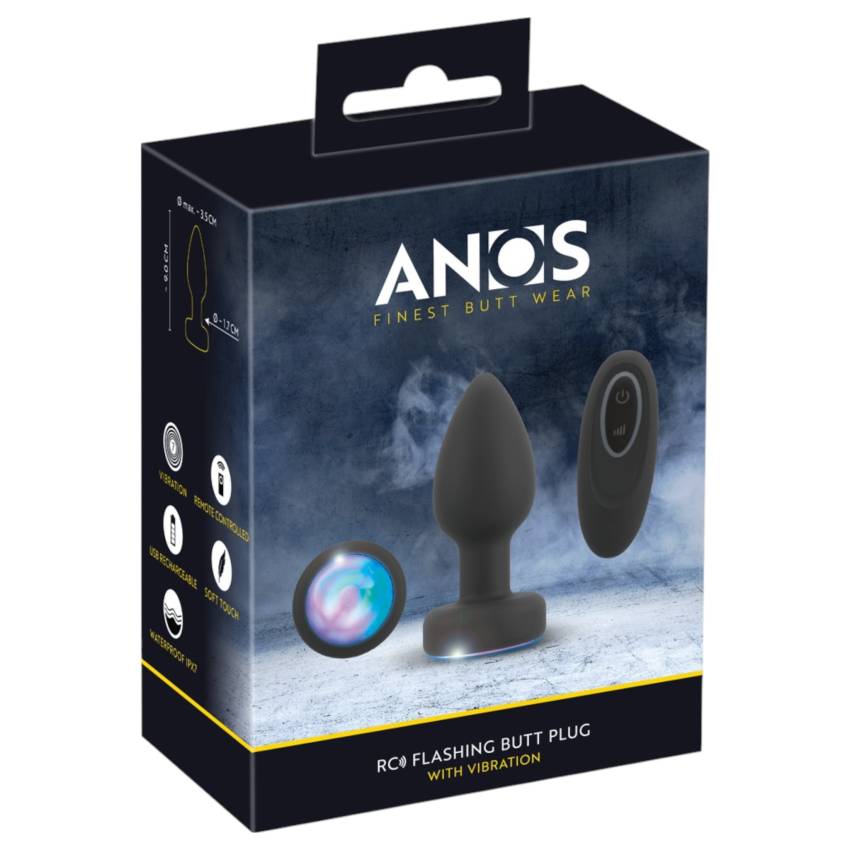 ANOS - világító, vibrációs anál plug (fekete) - Image 2