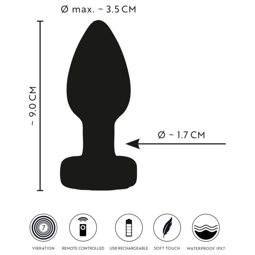 ANOS - világító, vibrációs anál plug (fekete) - Image 6