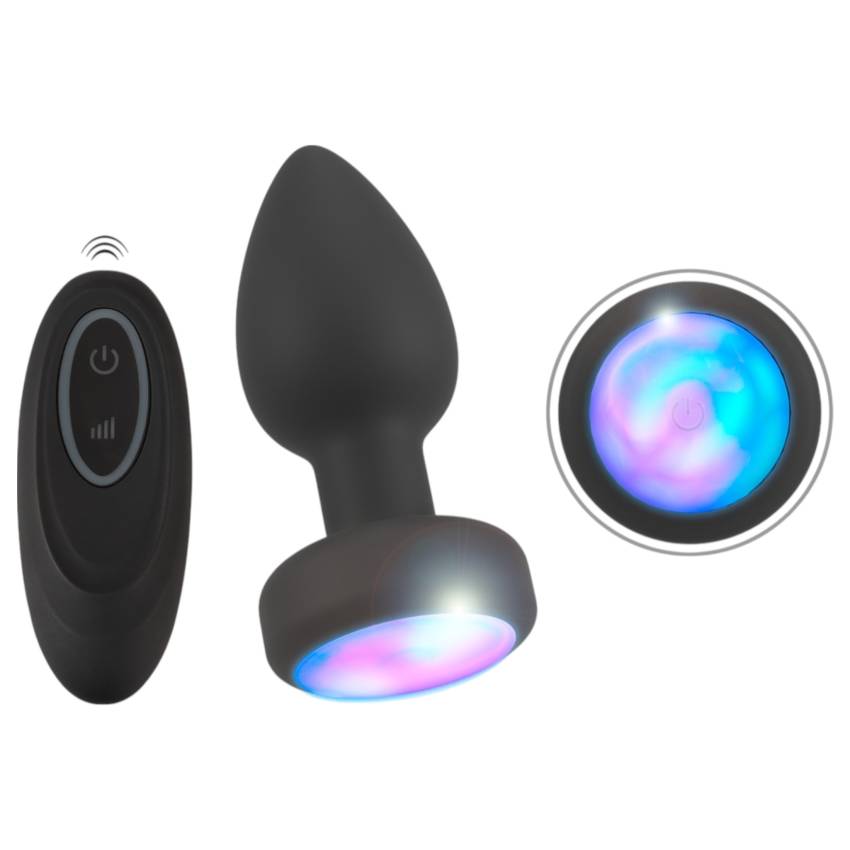 ANOS - világító, vibrációs anál plug (fekete) - Image 9