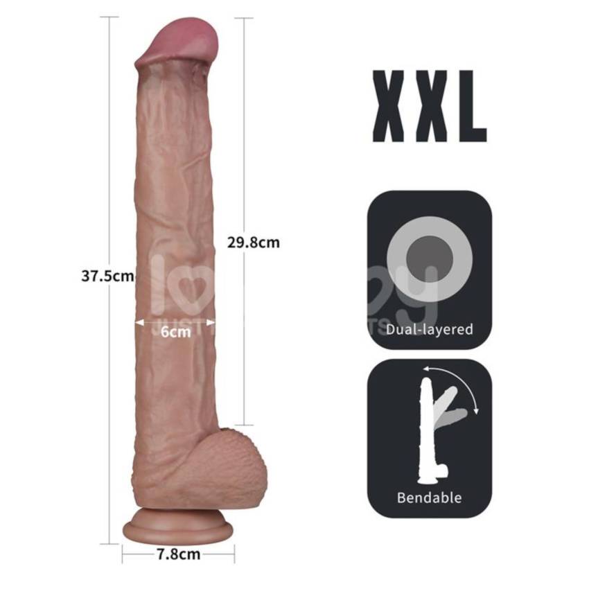 Lovetoy - kétrétegű XXL dildó - 36,5 cm - (natúr) - Image 6