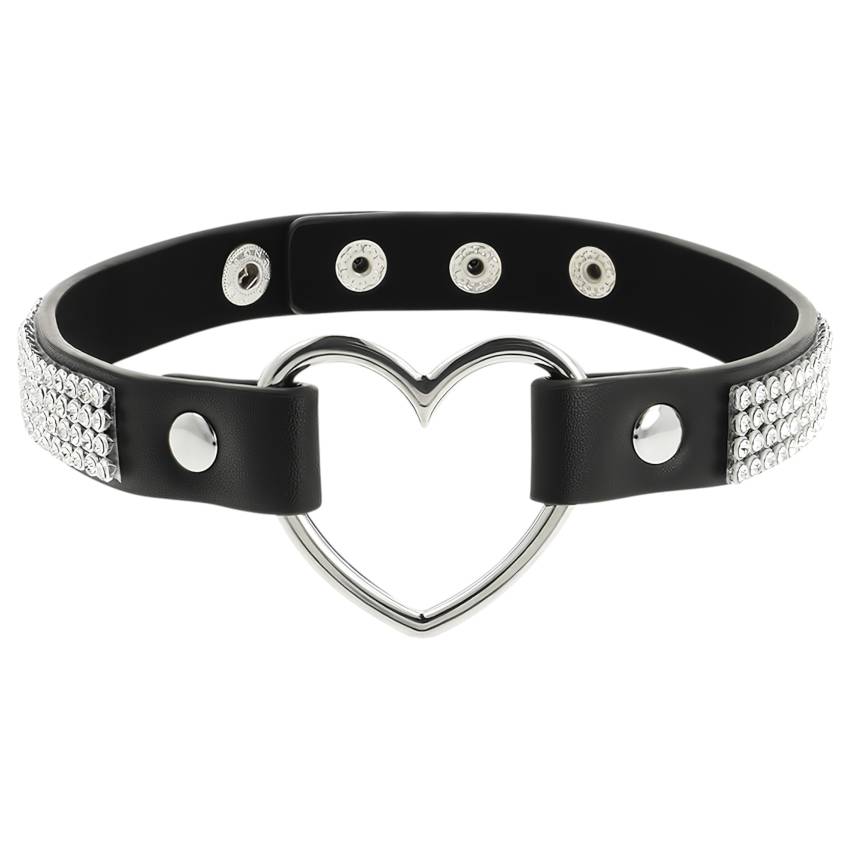 Coquette - strasszos choker szív medállal (fekete) - Image 2