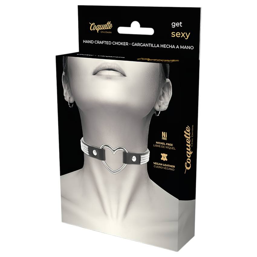 Coquette - strasszos choker szív medállal (fekete) - Image 3