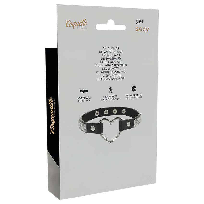 Coquette - strasszos choker szív medállal (fekete) - Image 7