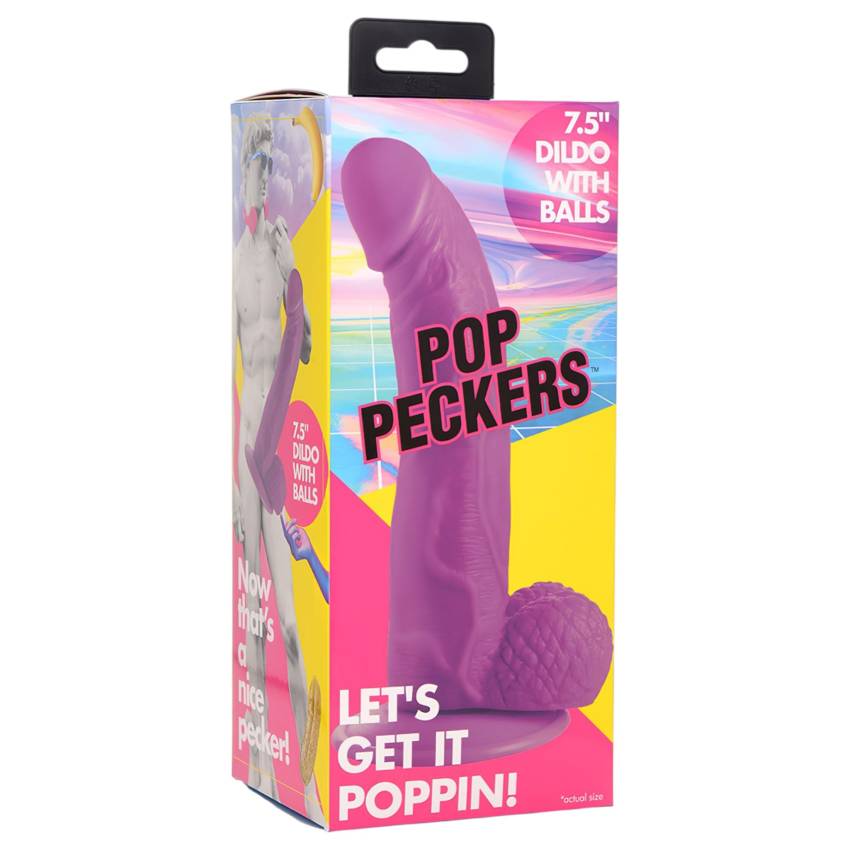 XR Brands POP - tapadótalpas, herés dildó - 19 cm (lila) - Image 2