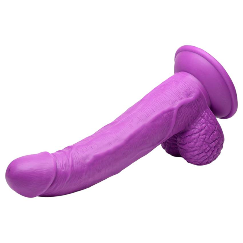 XR Brands POP - tapadótalpas, herés dildó - 19 cm (lila) - Image 3
